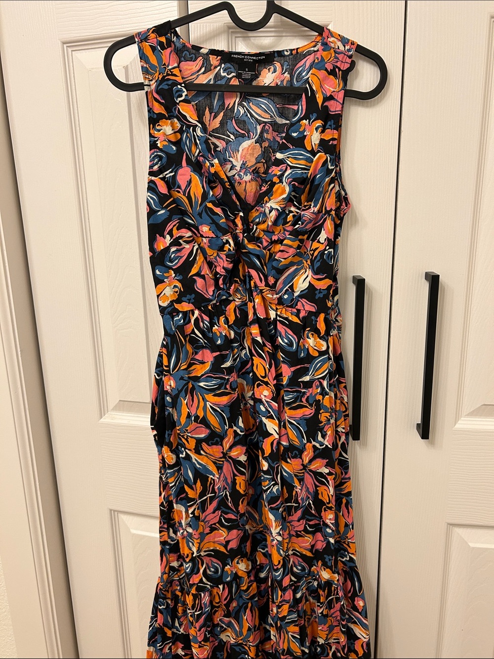 French Connection Navy Floral Twist-Front Maxi Dress